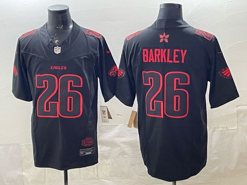 Men 2026 Philadelphia Eagles #26 Barkley Black 4th generations Nike Limited NFL Jersey 01